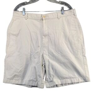 Lands' End Direct Merchants Men's Chino Shorts Beige Size 36 Cotton Slash Pocket